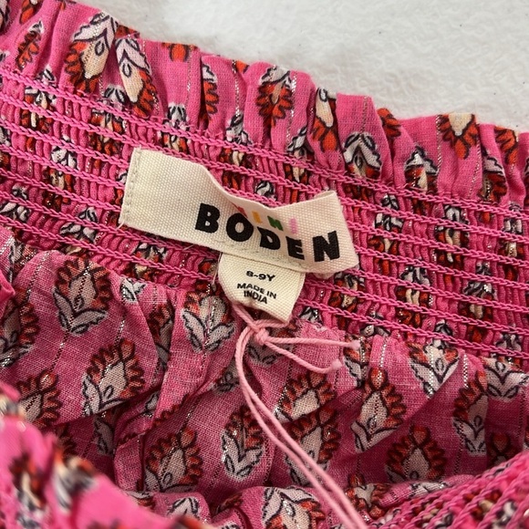 Mini Boden Sz 8-9 Y Tiered Print Skirt Elastic Waist Pink w/Silver Shimmer NWT - Picture 4 of 10